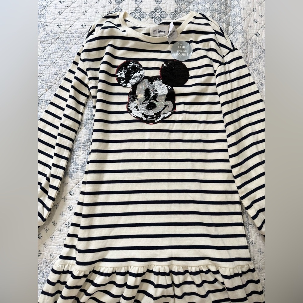 Gap x Disney sequin Minnie Mouse dress stripes NWT XXL